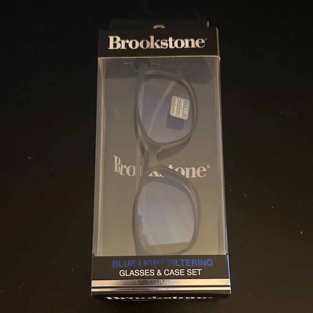 Brookstone Blue Light Filtering Glasses & Case Set - Black